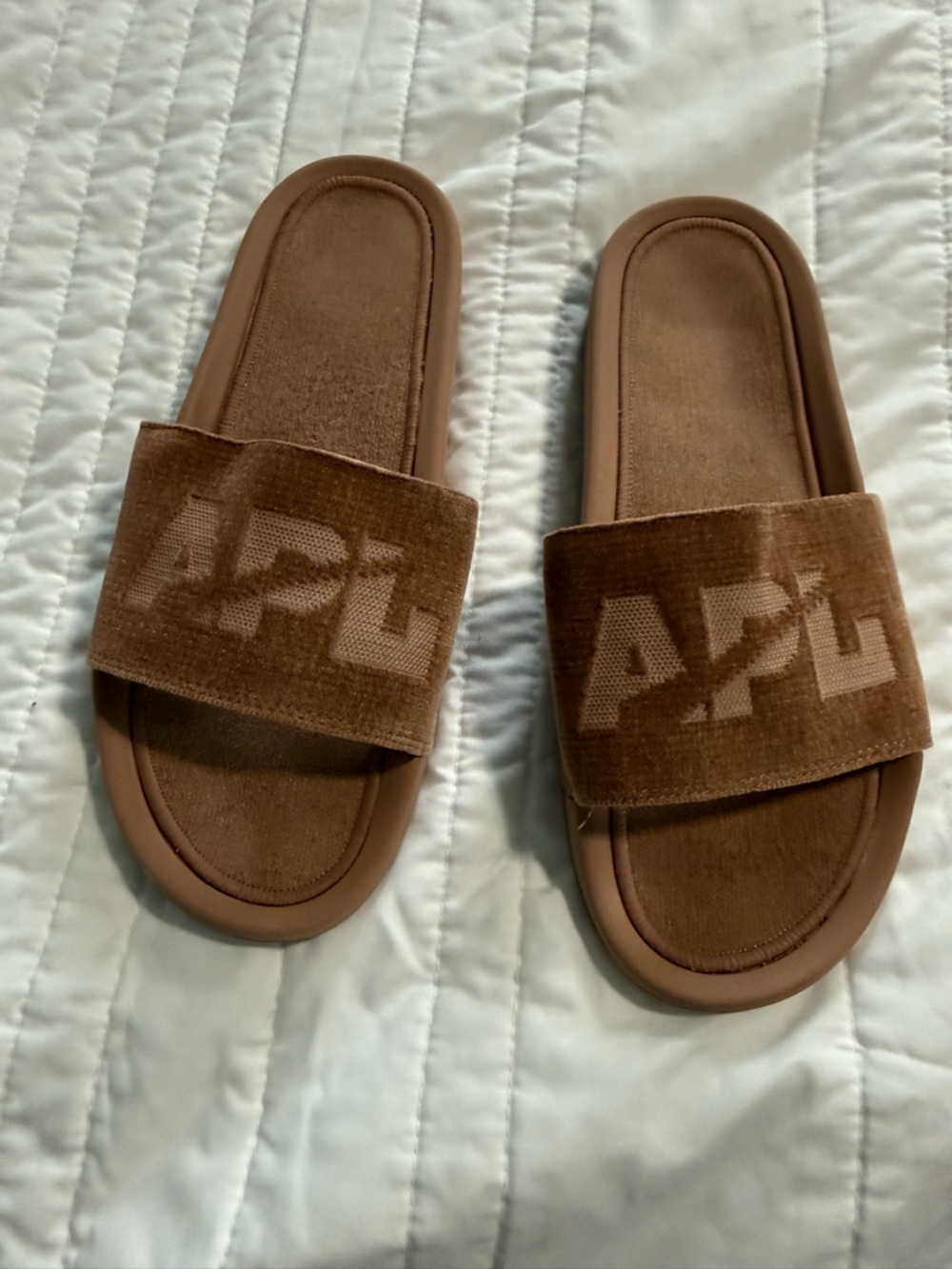 APL Velvet Slide Sandals in Beige